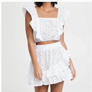 Eberjey Claudine Lidia White Eyelet Two Piece Set Size Small